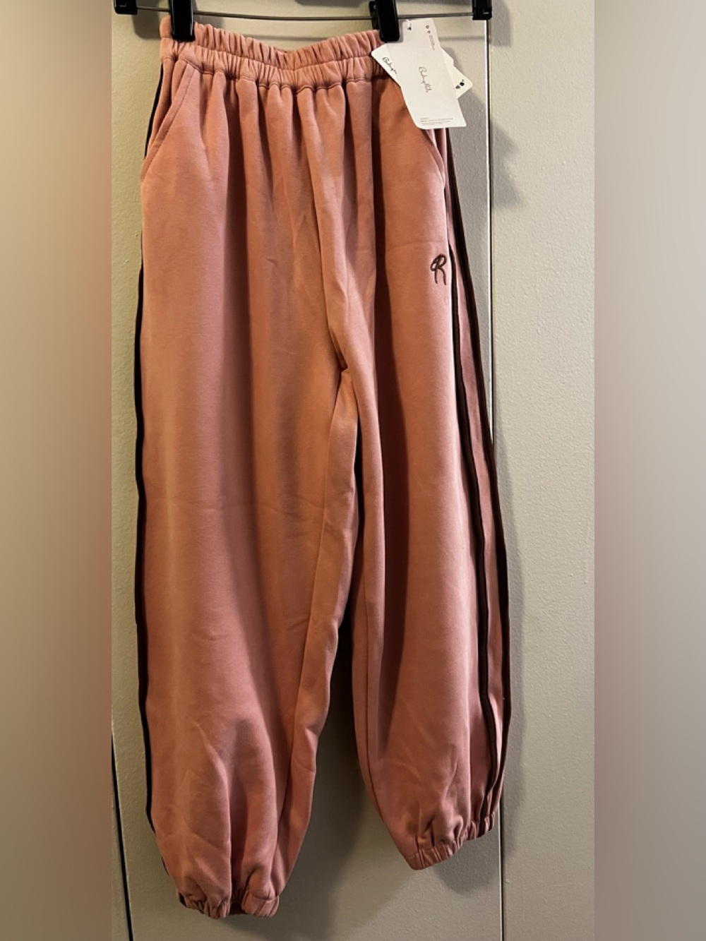 Kids Rose Pink Jogger Sweatpants with Brown Side Stripe NWT by Buding Halu